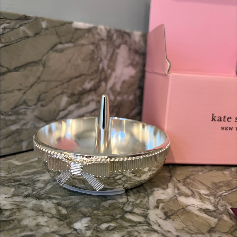 Kate Spade Silver Ring Holder with Black Interior